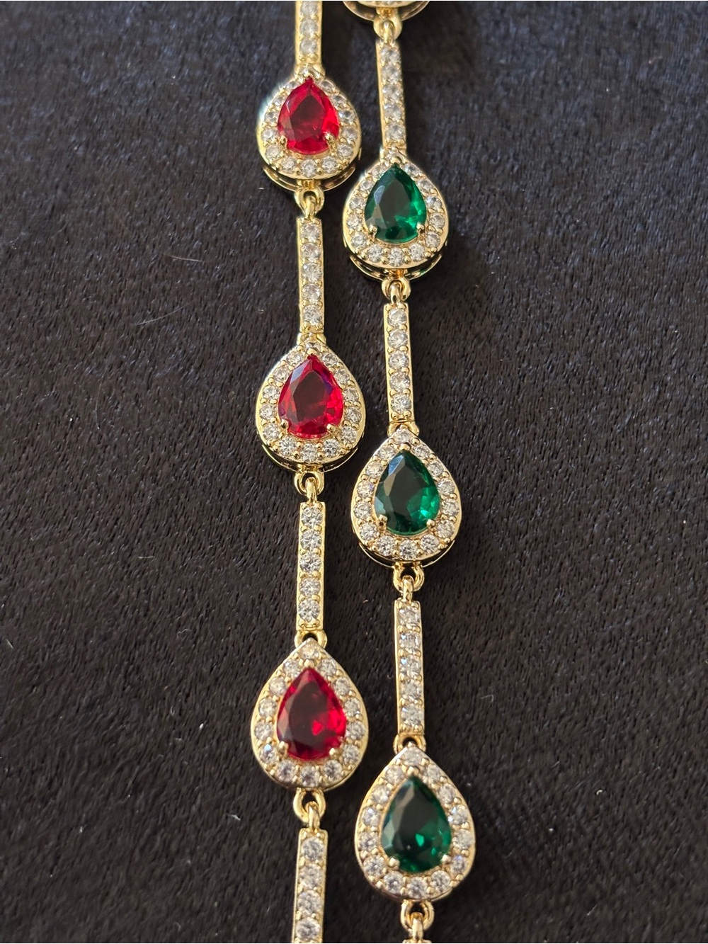 3mm Yellow Gold Pear-Cut CZ Halo Bracelets 8in. - Picture 4 of 10